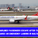 Turkish Airlines passengers escape after the plane makes an emergency landing in Malta.