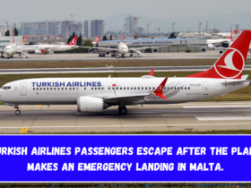 Turkish Airlines passengers escape after the plane makes an emergency landing in Malta.