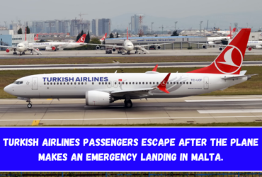 Turkish Airlines passengers escape after the plane makes an emergency landing in Malta.