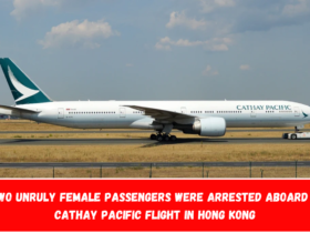 Two unruly female passengers were arrested aboard a Cathay Pacific flight in Hong Kong