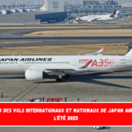 Calendrier des vols internationaux et nationaux de Japan Airlines pour l'été 2025