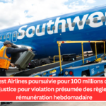 Southwest Airlines poursuivie pour 100 millions de dollars en justice pour violation présumée des règles de rémunération hebdomadaire