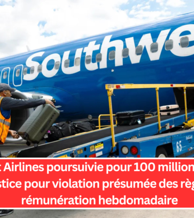 Southwest Airlines poursuivie pour 100 millions de dollars en justice pour violation présumée des règles de rémunération hebdomadaire