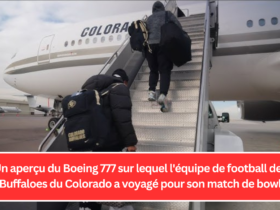 Un aperçu du Boeing 777 sur lequel l'équipe de football des Buffaloes du Colorado a voyagé pour son match de bowl