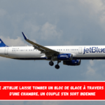 Un avion de JetBlue laisse tomber un bloc de glace à travers le plafond d'une chambre, un couple s'en sort indemne