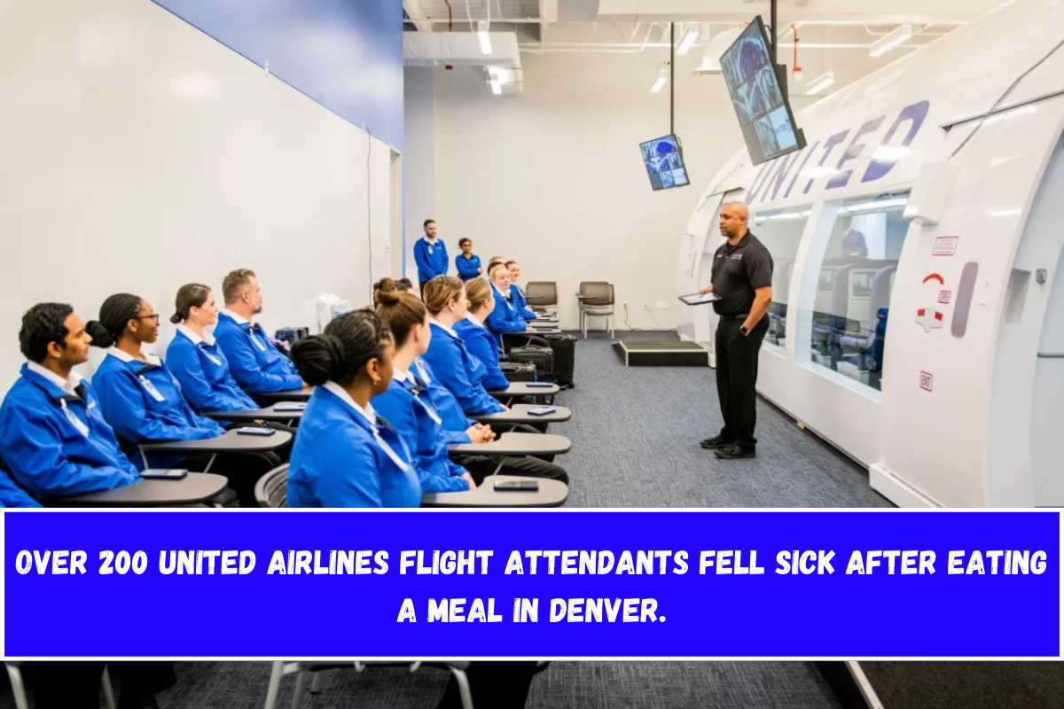 Over 200 United Airlines flight attendants fell sick after eating a meal in Denver.