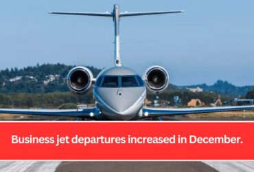 Business jet departures increased in December.