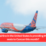 Which airline in the United States is providing the most seats to Cancun this month?